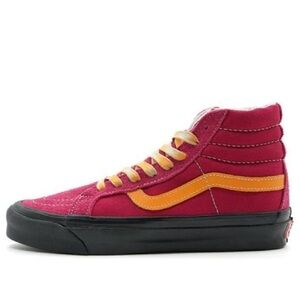 Vans Vault OG Sk8-Hi LX in Cerise and Apricot Hairy Suede Size 10.5 W / 9 M